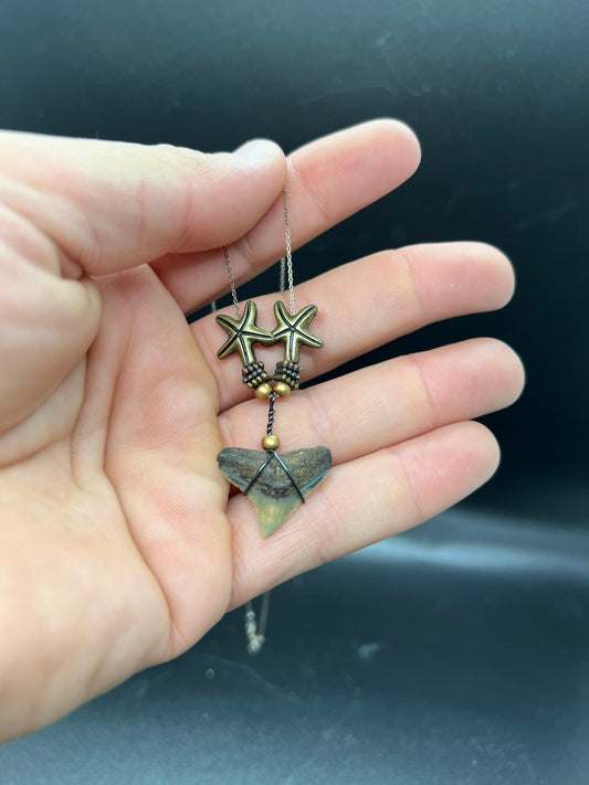 Bull Shark Necklace, Shark Tooth Necklace, Fossil Shark Tooth Necklace