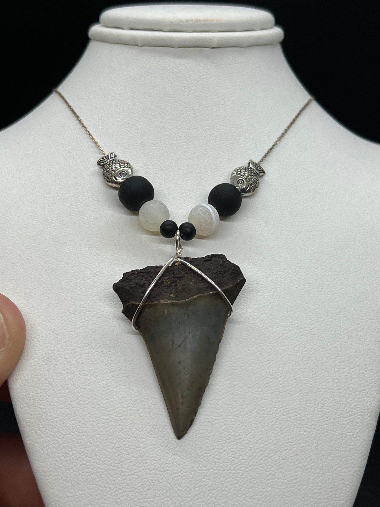 Mako shark tooth necklace, Fossil shark tooth Necklace, Shark tooth Necklace