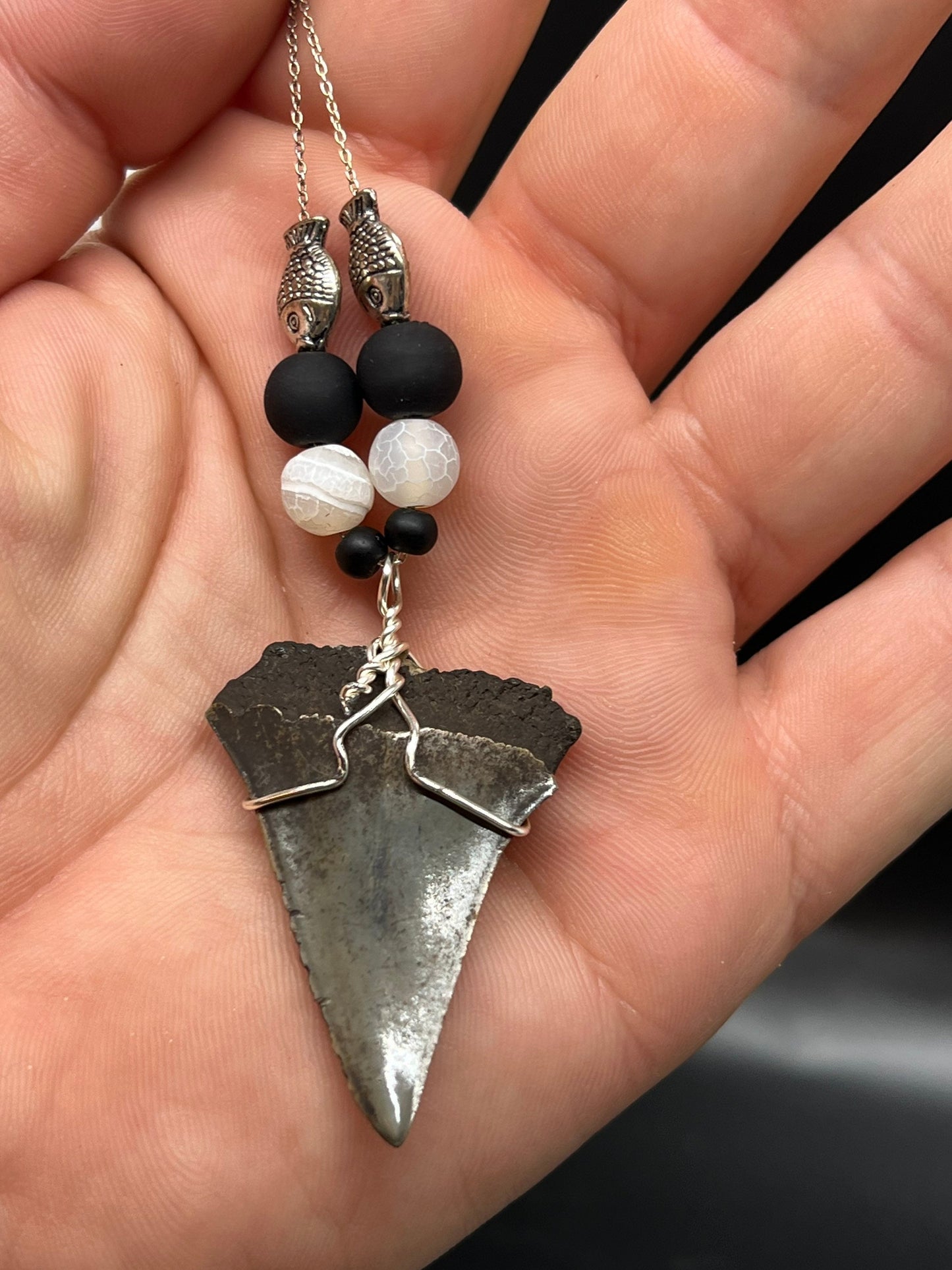 Mako shark tooth necklace, Fossil shark tooth Necklace, Shark tooth Necklace