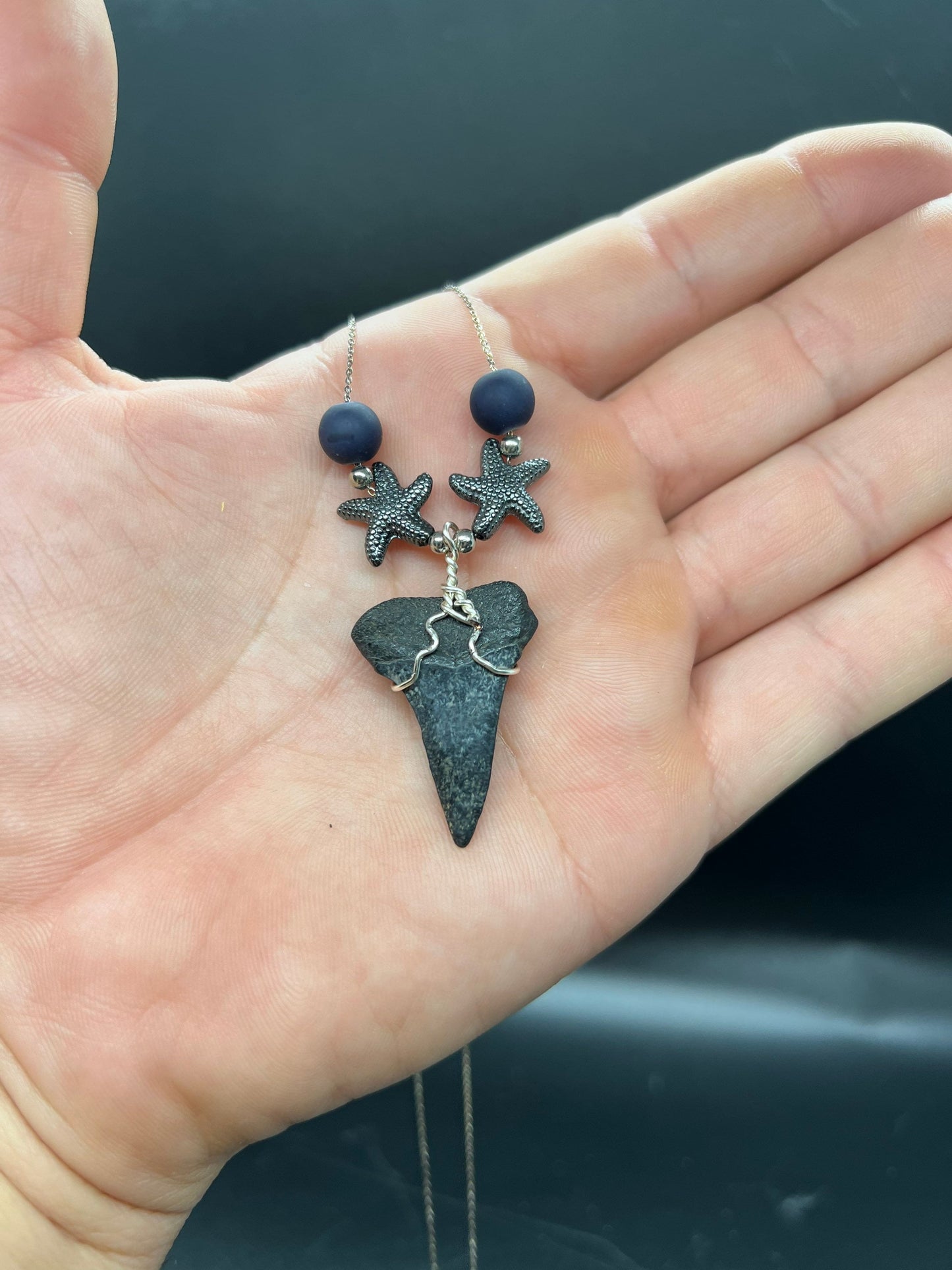 Mako shark tooth necklace silver , Fossil shark tooth Necklace, Shark tooth Necklace