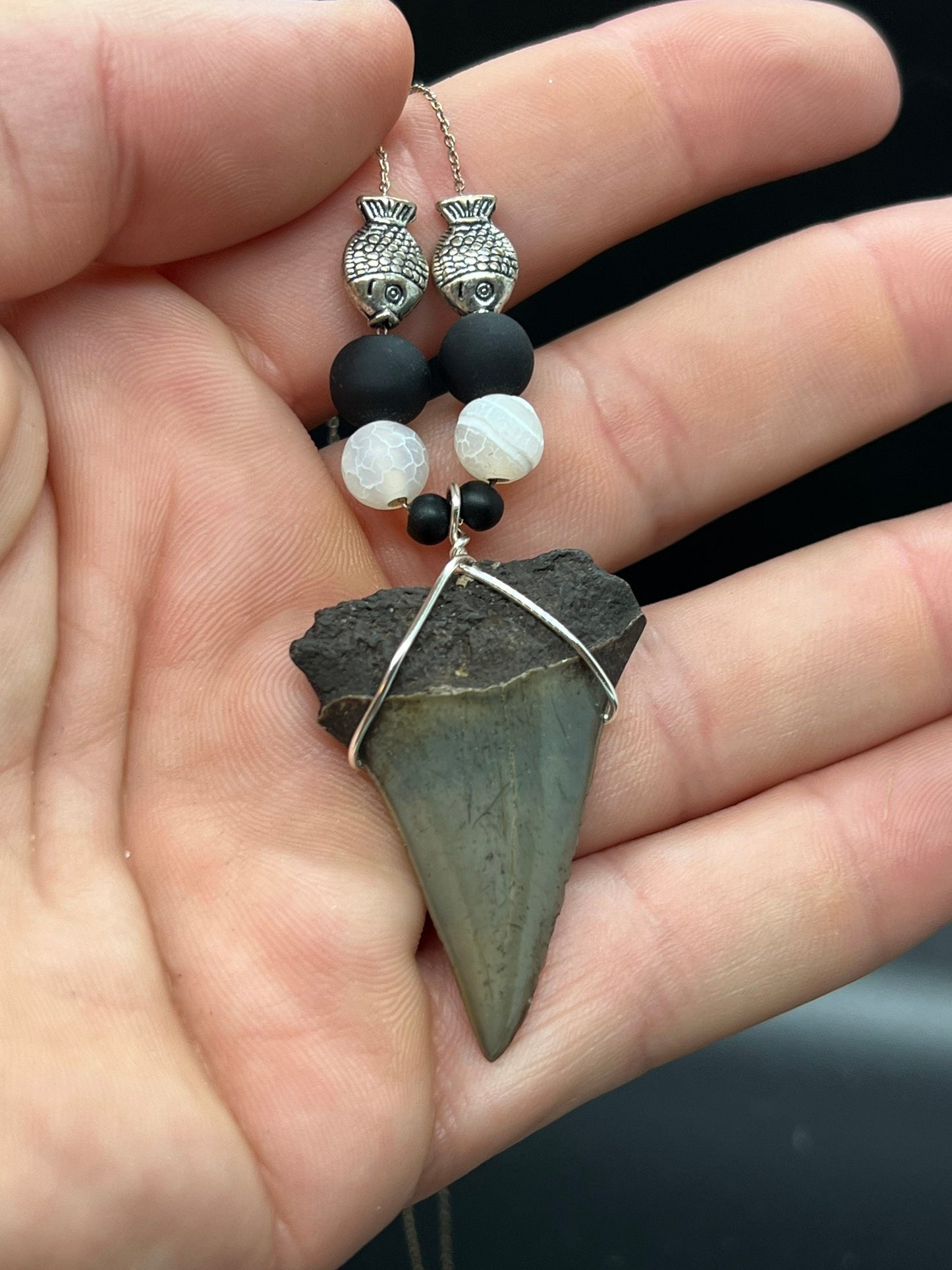 Mako shark tooth necklace, Fossil shark tooth Necklace, Shark tooth Necklace